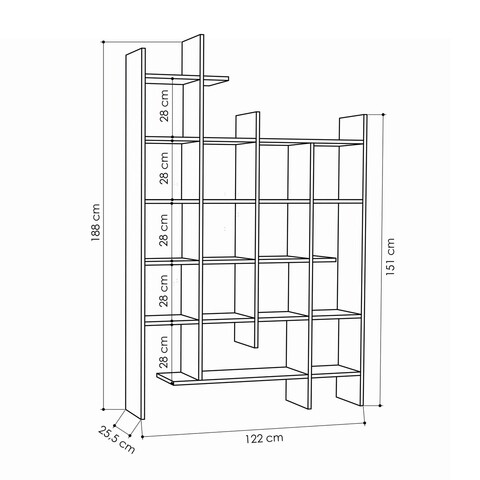 Biblioteca Manco, Decortie, 122x25.5x188 cm, oak