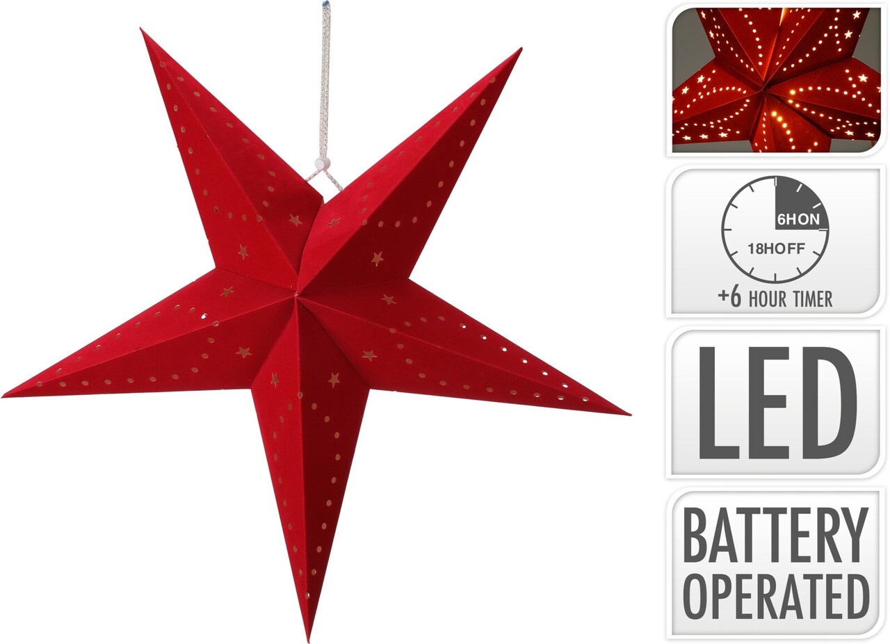 Decoratiune Luminoasa Star, Ø45 Cm, Hartie, Rosu