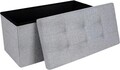 Bancheta cu spatiu pentru depozitare Ottoman Classic, Vasagle, 76 x 38 x 38 cm, pliabila, imitatie in/MDF, gri deschis