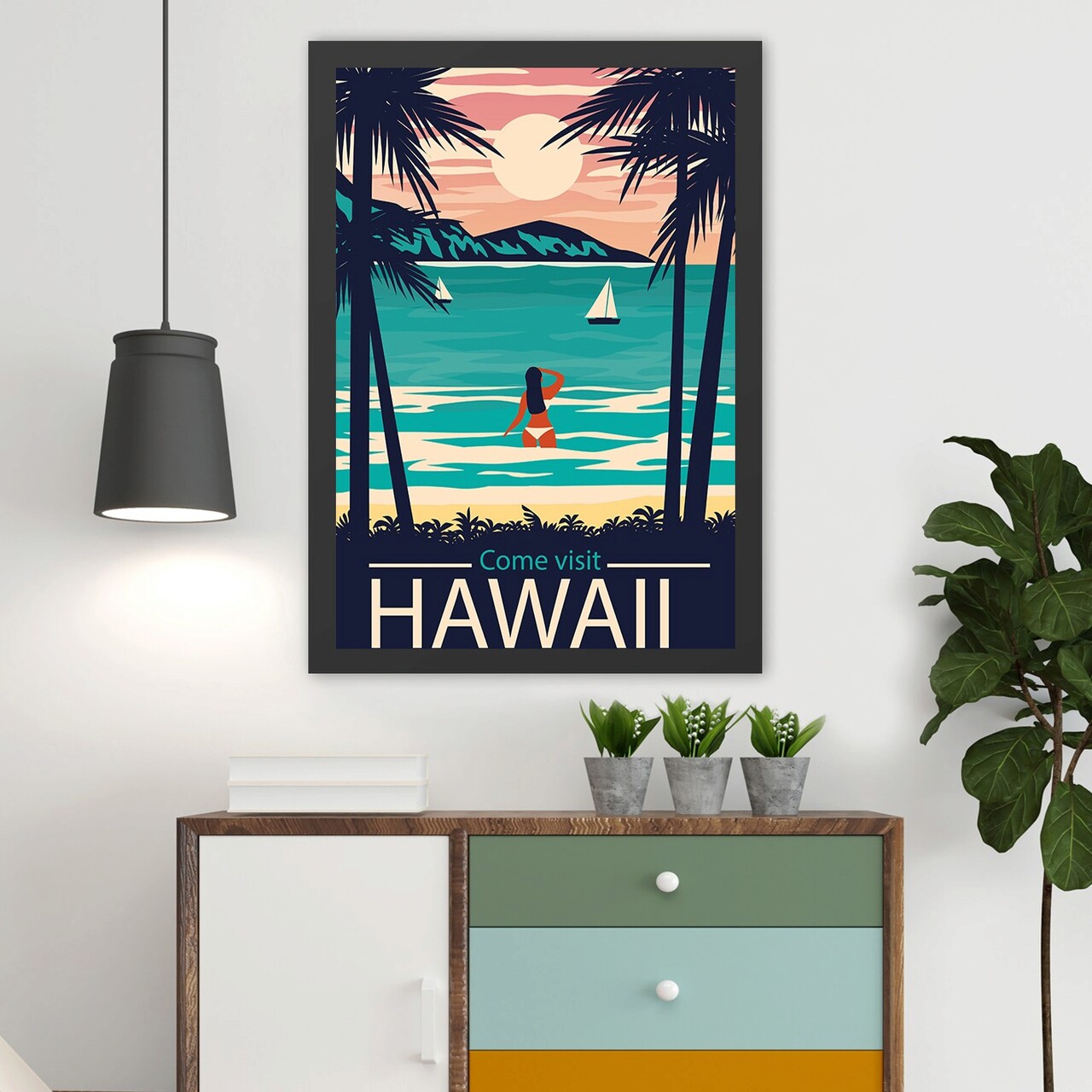 Tablou decorativ, Hawaii 2 (55 x 75), MDF , Polistiren, Multicolor