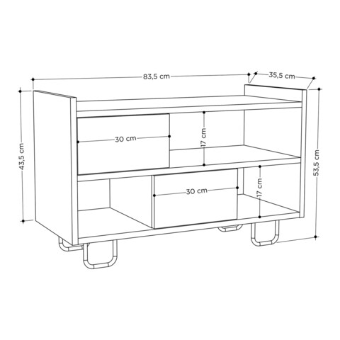 Pantofar, Decortie, Troy, 83.5x53.5x35.5 cm, Stejar / Antracit