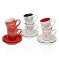 Set 6 cesti cu farfurie pentru cafea Jada, Versa, ceramica