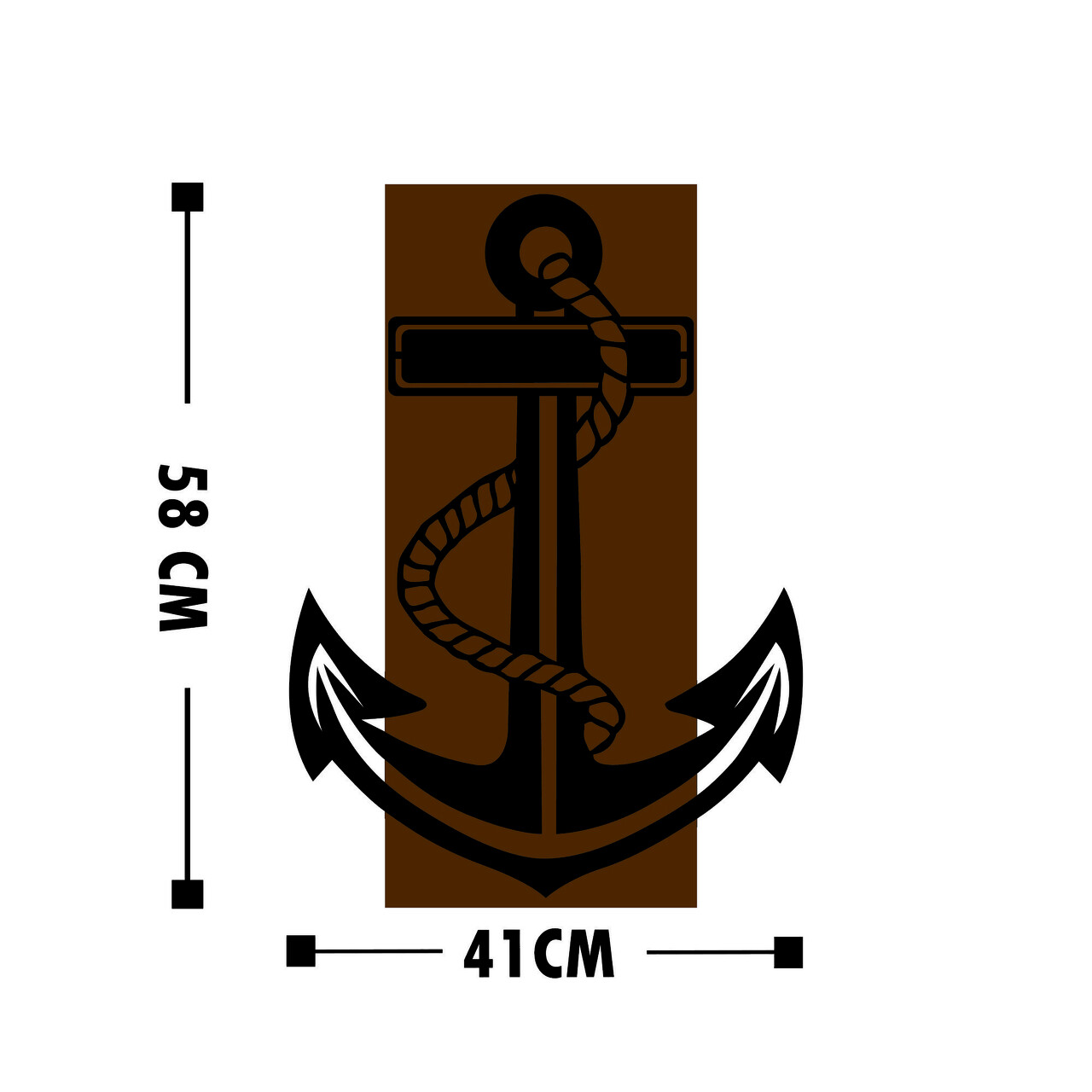 Decoratiune de perete, Anchor, 50% lemn/50% metal, Dimensiune: 41 x 58 cm, Nuc / Negru - 2 | YEO