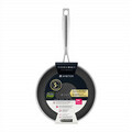 Tigaie cu acoperire Non Stick, Qualum Ceramic Futuro, Ambition, 24 cm, inox/ceramica, negru/argintiu