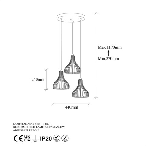 Lustra, Fulgor, 942FLG1624, Metal, Auriu