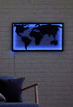 Decoratiune luminoasa LED, World Map 2, MDF, 60 LED-uri, Albastru