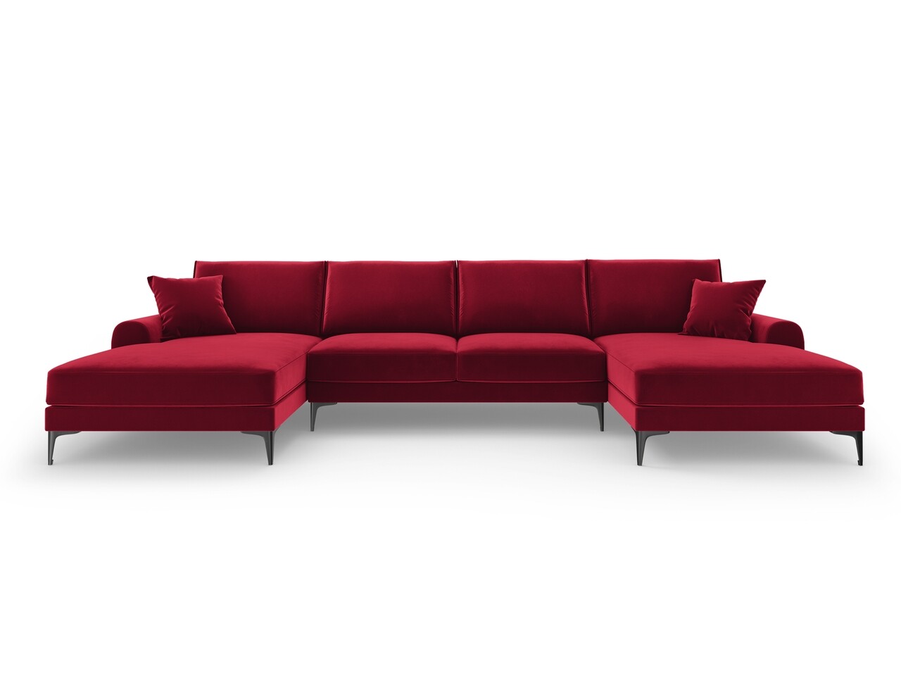 Coltar panoramic, Madara, Mazzini Sofas, 6 locuri, 334x182x90 cm, catifea, rosu vin - 2 | YEO