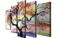 Set 5 tablouri decorative, BC98, Canvas, Lemn, Multicolor