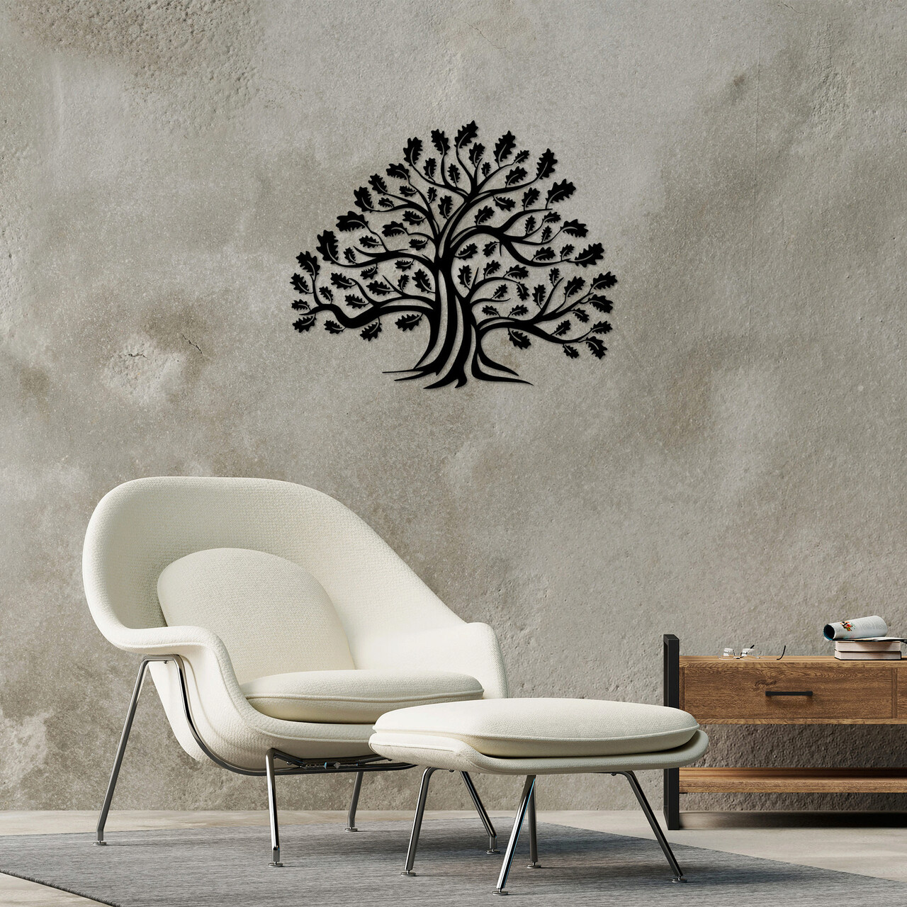 Decoratiune de perete, Monumental Tree 1, Metal, Dimensiune: 70 x 57 cm, Negru - 2 | YEO