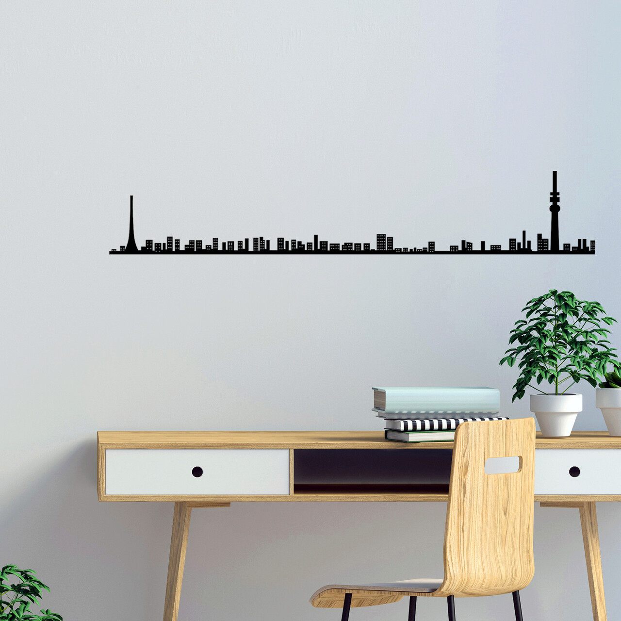 Decoratiune de perete, Tokyo Skyline, Metal, Dimensiune: 120 x 21 cm, Negru - 1 | YEO