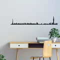 Decoratiune de perete, Tokyo Skyline, Metal, Dimensiune: 120 x 21 cm, Negru