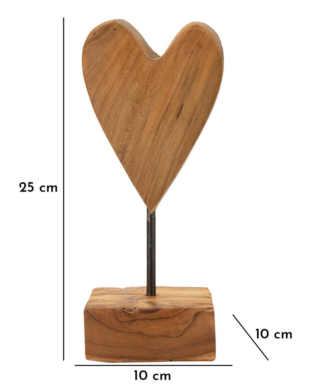 Sculptura decorativa Heart, Mauro Ferretti, 10x10x25 cm, tec reciclat, lucrat manual, model unicat, maro - 1 | YEO