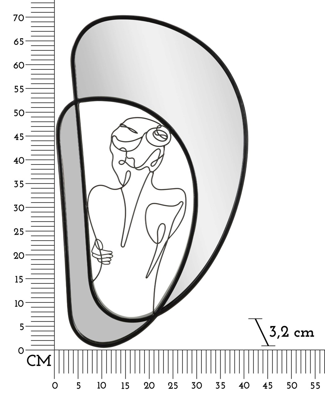 Oglinda decorativa Nudity, Mauro Ferretti, 40.6x70.5 cm, fier/sticla, negru - 2 | YEO