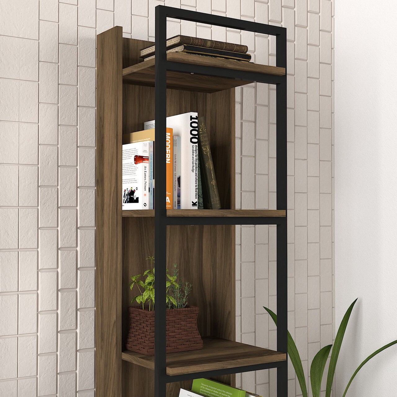 Biblioteca Kelvin, Tera Home, 39x36.6x180 cm, maro/negru - 2 | YEO