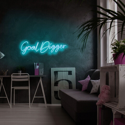 Decoratiune luminoasa LED, Goal Digger, Benzi flexibile de neon, DC 12 V, Albastru