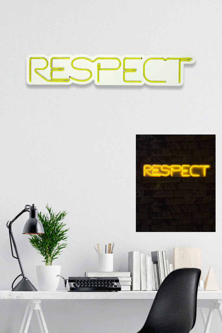 Decoratiune Luminoasa LED, Respect, Benzi Flexibile De Neon, DC 12 V, Galben