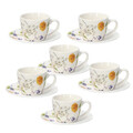 Set 6 cesti de cafea cu farfurie Iris Audrey, Tognana Porcellane, 80 ml, portelan New Bone China, multicolor