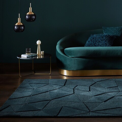 Covor Shard Teal, Flair Rugs, 200x290 cm, lana, turcoaz