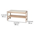 Bancheta cu spatiu depozitare pentru pantofi, Wenko, Acina, 90 x 34 x 45 cm, lemn de acacia, natur/crem