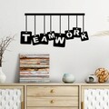 Decoratiune de perete, Teamwork, Metal, 70 x 35 cm, Negru