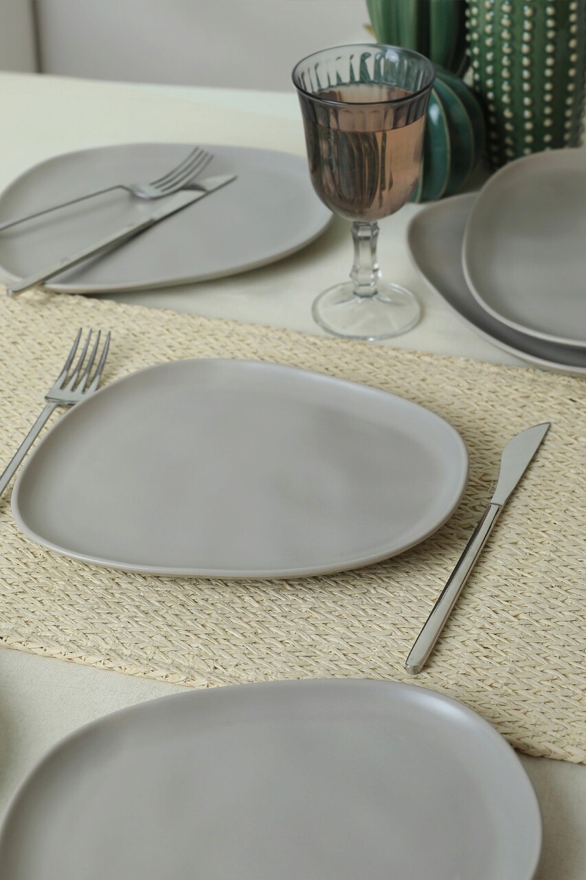 Set platouri servire desert, Keramika, 275KRM2207, 100% CERAMICA / , Nu absoarbe apa, Gri Mat - 1 | YEO