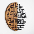 Decoratiune de perete, i Love My World, 50% lemn/50% metal, ø56 cm, Nuc negru