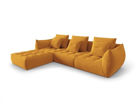 Coltar modular reversibil 2 locuri, Bloom-184, Micadoni Home, 332x216x95 cm, catifea, galben