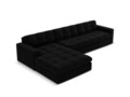 Coltar stanga 4 locuri, Justin, Micadoni Home, BL, 236x160x72 cm, catifea, negru