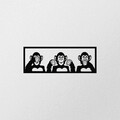 Decoratiune de perete, Three Monkeys-M, metal, 70 x 25 cm, negru