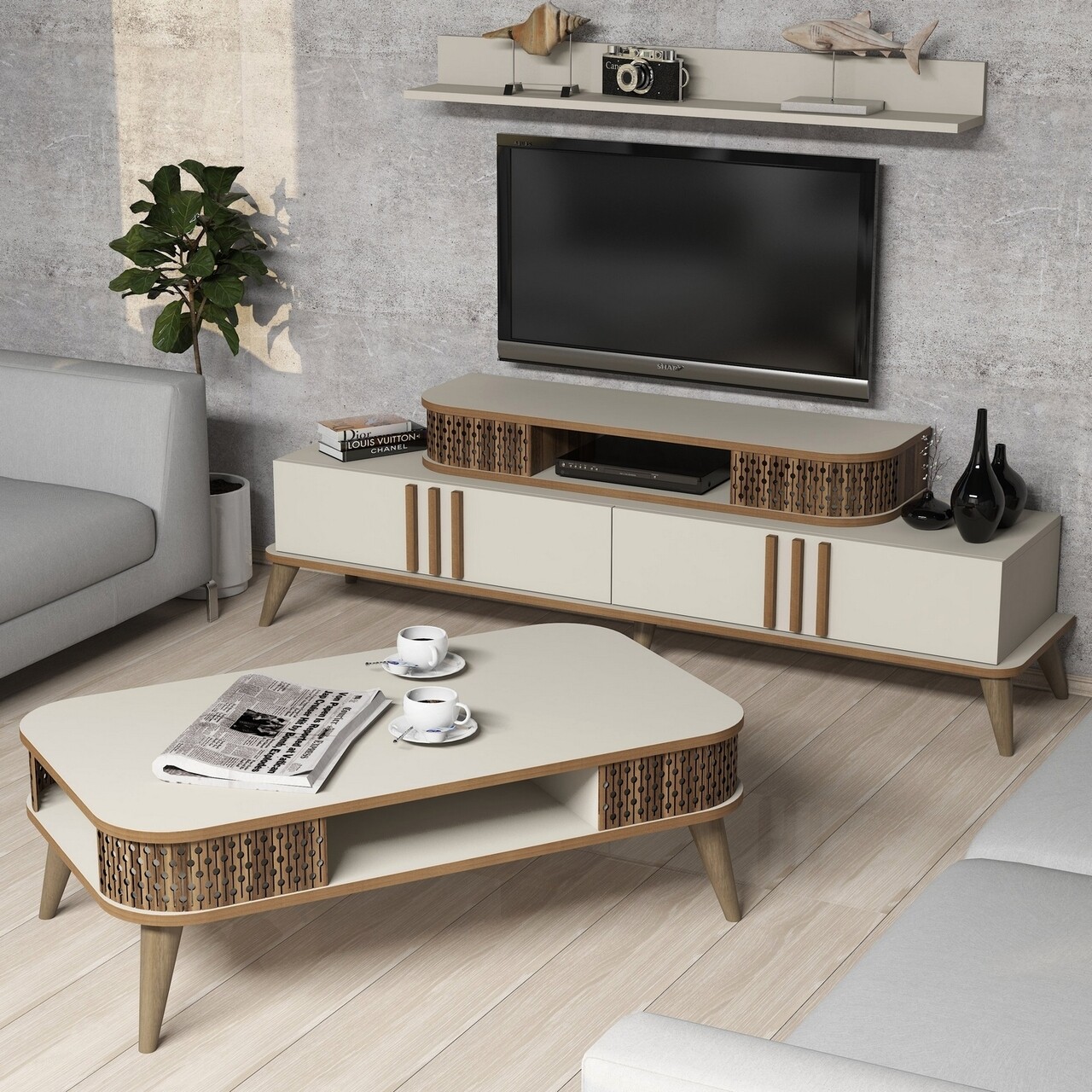 Mobilier living, Hommy Craft, Eylul, pal melaminat, crem - 1 | YEO