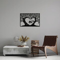 Decoratiune de perete, Birds Love, Metal, Dimensiune: 69 x 46 cm, Negru