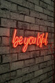 Decoratiune luminoasa LED, Be you tiful, Benzi flexibile de neon, DC 12 V, Rosu