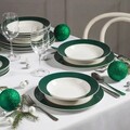 Serviciu de masa 18 piese Aura Green, Ambition, portelan New Bone China, alb