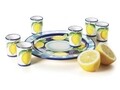 Set 6 pahare si tava, Positano Blue Limoncello, Excelsa, Ø4.5xH5.5 cm, ceramica