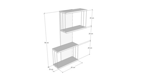 Raft de perete Destan, Kalune Design, 65x19x96 cm, alb