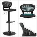 Set 2 scaune de bar, Vasagle, 40 x 42 x 85-107 cm, inaltime reglabila, rotire 360°, otel/mesh, negru