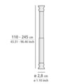 Bara extensibila pentru perdeaua de dus, Wenko, Strong White, 110 - 245 cm, 2.8 cm Ø, aluminiu, alb