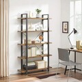 Biblioteca Vasagle, 105 x 33.5 x 177.5 cm, PAL/otel, 5 rafturi, maro rustic