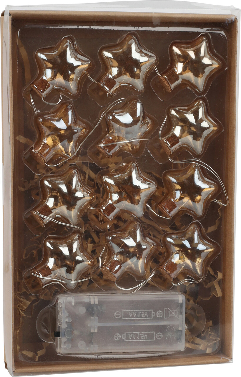 Ghirlanda luminoasa 12 LED-uri Star, 120 cm, sticla, chihlimbar