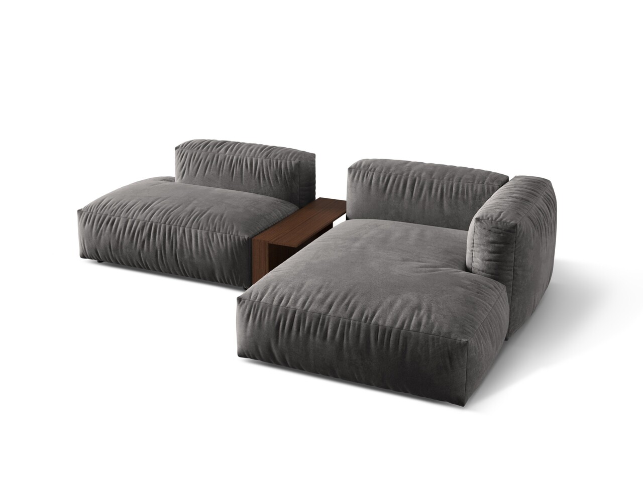 Coltar modular dreapta 2 locuri, Martina-120, Micadoni Home, 285x176x75 cm, catifea, gri - 1 | YEO