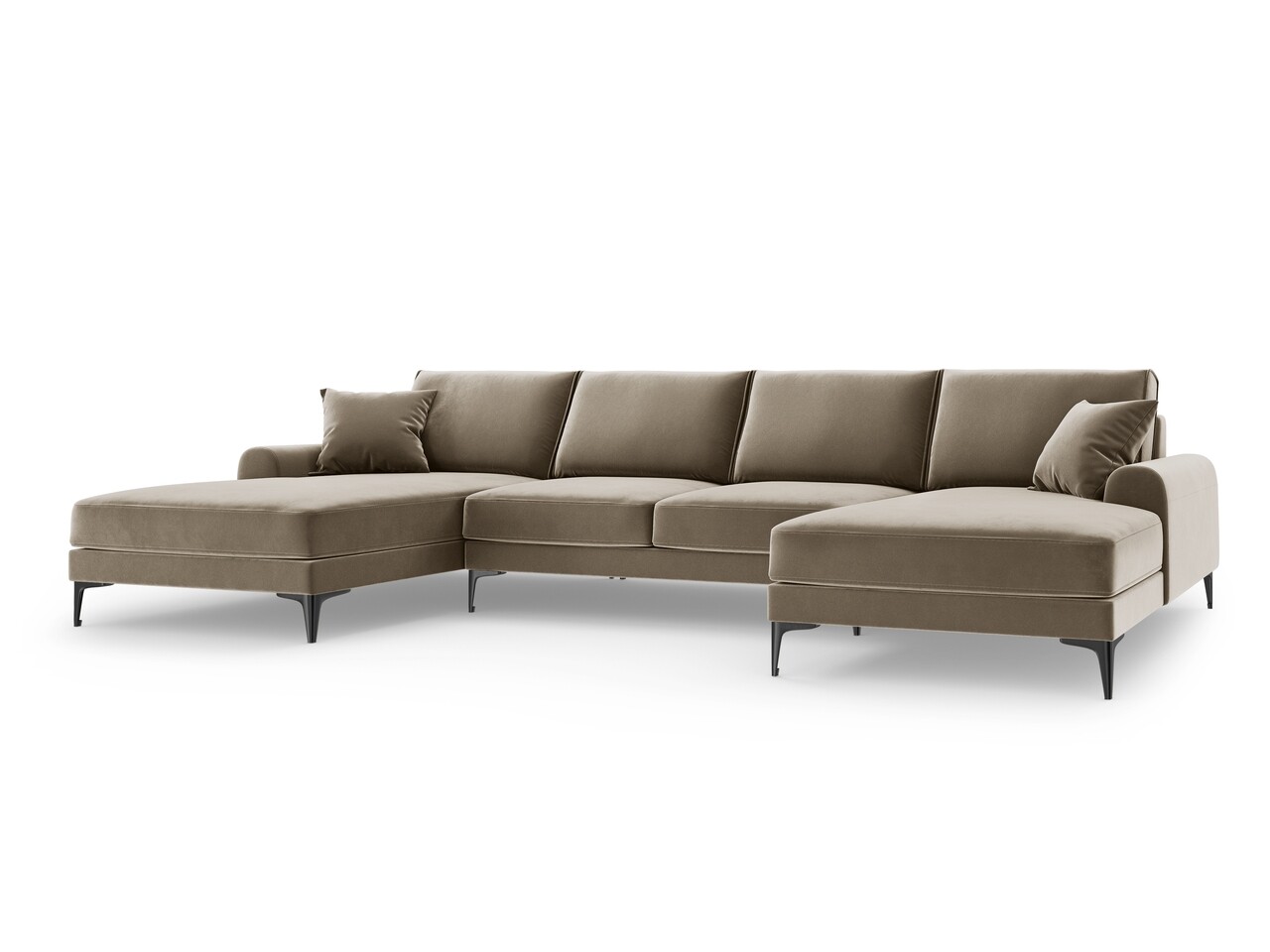 Coltar panoramic, Madara, Mazzini Sofas, 6 locuri, 334x182x90 cm, catifea, bej - 1 | YEO