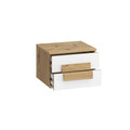 Noptiera Almelo, Bedora, 50.4x41.3x37.3 cm, PAL/MDF, stejar/alb