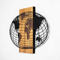 Decoratiune de perete, Wold Map, 50% lemn/50% metal, Dimensiune: 87 x 3 x 58 cm, Nuc negru