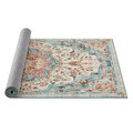 Covor antiderapant Vasagle Vintage, 120x170 cm, lavabil la masina, poliester, albastru teal