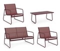 Set mobilier pentru gradina/terasa 4 piese Markus, Bizzotto, otel/textilena 2x1, rosu pepper