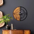 Ceas de perete, Wooden Clock, Lemn/metal, ø56 cm, Nuc / Negru