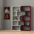 Corp biblioteca, Decortie, Tapi Set, 124x161x28 cm, Alb / Burgundia