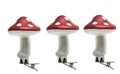 Set 3 globuri Mushroom w dot on, Decoris, 6x8 cm, sticla, rosu/alb