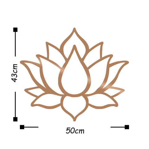 Decoratiune de perete, Lotus Flower 1, Metal, Dimensiune: 50 x 43 cm, Cupru