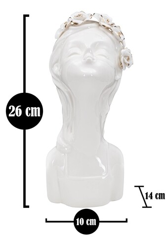 Vaza Young Lady Roses, Mauro Ferretti, 10x14x26 cm, portelan, alb/auriu